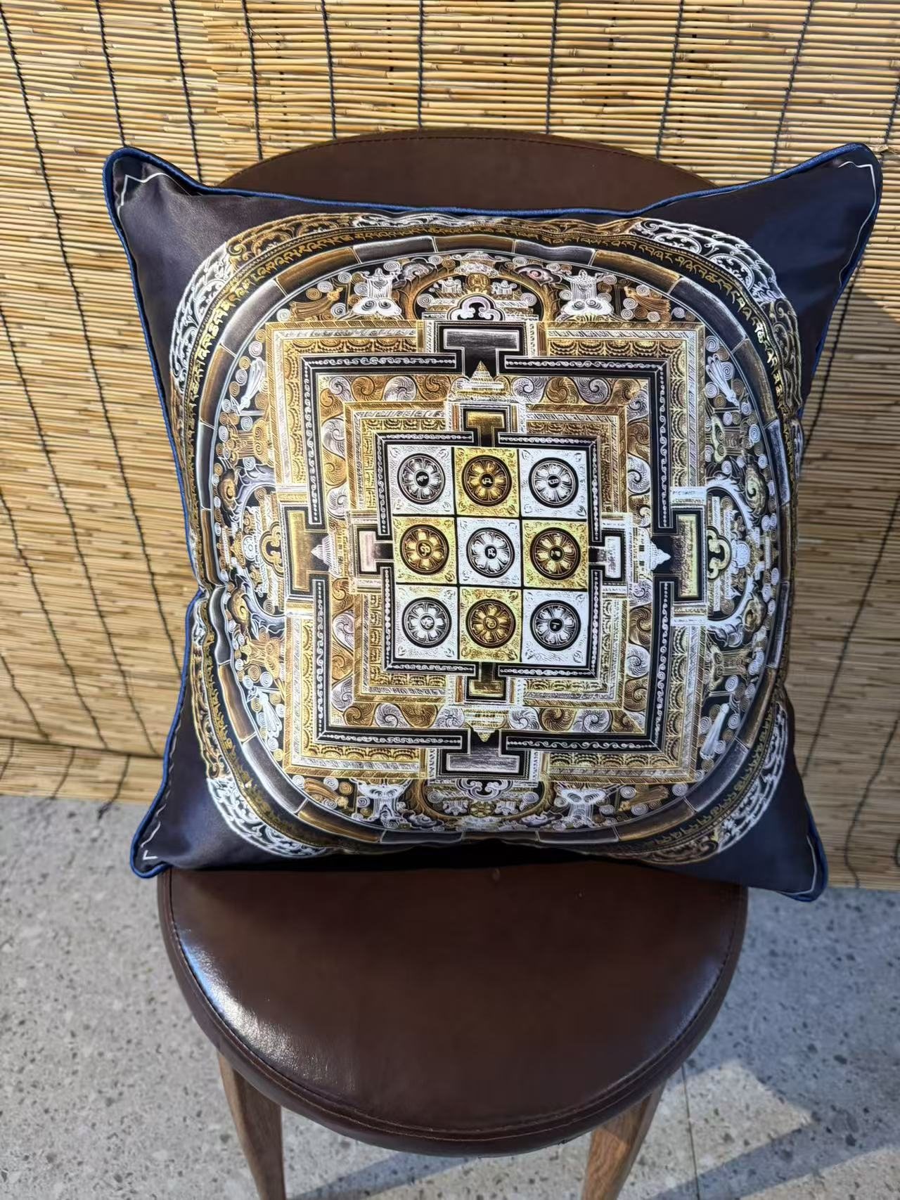 Gold & Silver Nine Palace Mandala Cushion