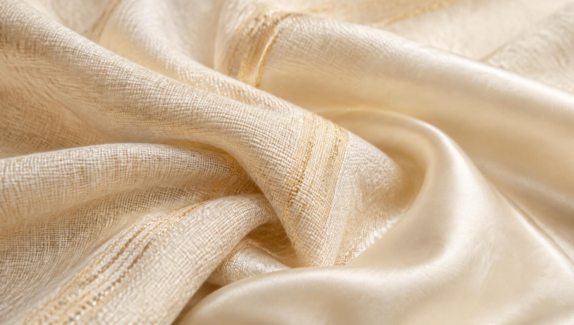 Ivory linen and silk with gold thread